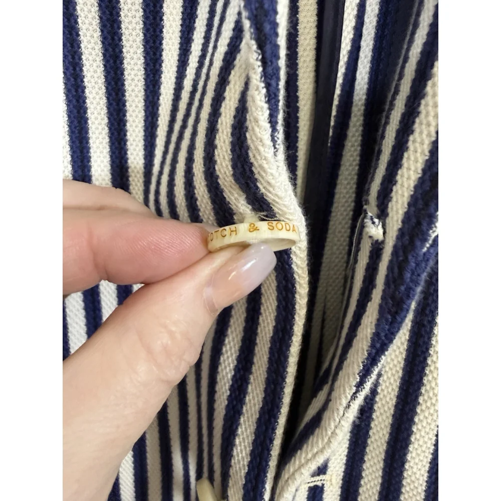 SCOTCH & SODA STRIPED SINGLE BREASTED BLAZER Men’s Large Organic Cotton $450